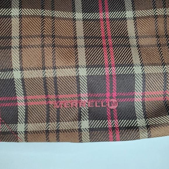 Merrell Large Tote Bag Plaid Brown Reversible tote bag NWT - Picture 4 of 11